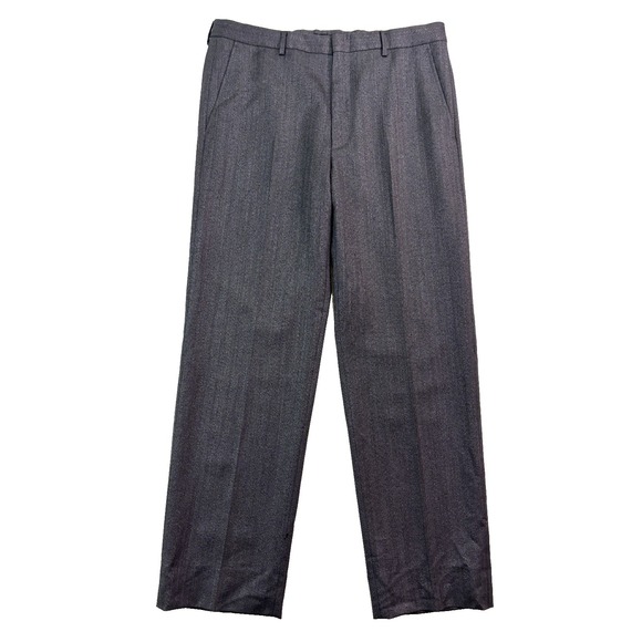 vtg Versace Italy 52 US 36x31 Charcoal Herringbone Stripe Dress Suit Pants Wool